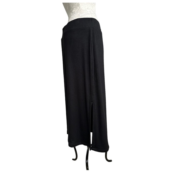 Nordstrom Chelsea 28 Black Soft Ribbed Sweater Knit Side Slit Midi Skirt Size XL - Picture 5 of 12